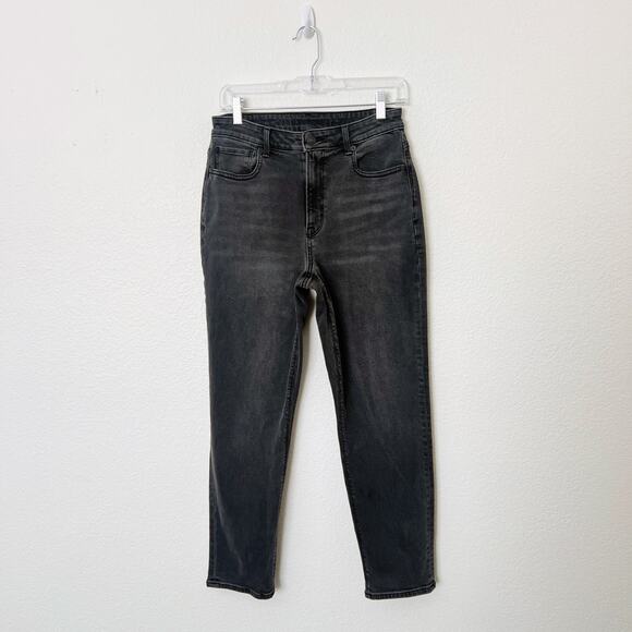 [American Eagle Outfitters] Washed Black High Rise Tapered Stretch Mom Jeans 6 - Picture 1 of 11